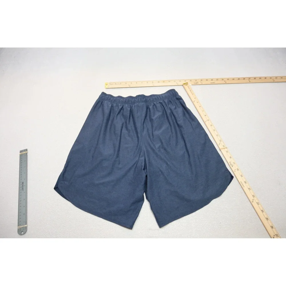 Under Armour Athletic Gym Shorts Men Large Navy Blue Mesh Trim Loose Excellent